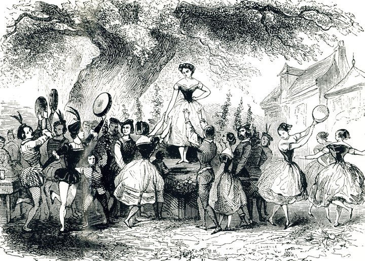 Lithograph: Giselle is crowned as Queen of the Vintage (1845)