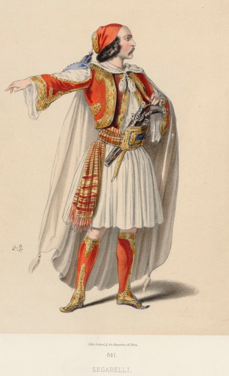 Lithograph of Domenico Segarelli as Conrad by the artist Alexandre Lacauchie (1856)